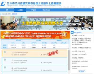 兰州海川置业拿下七里河GQ1812号宗地将建马滩公园